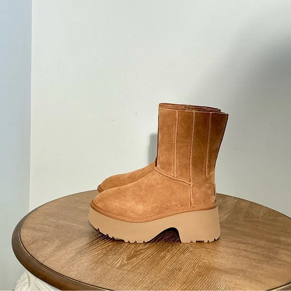 UGG Women's Classic Twin Seam New Heights Chestnut Suede Platform Boots US7/9/10 - Picture 8 of 8